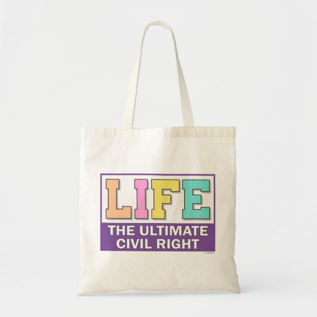 Tote bag with a message of life. tygkasse (Framsidan)