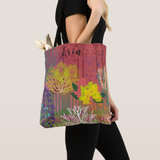 Tote bag  with abstract flora tasche tygkasse