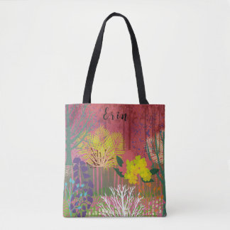 Tote bag  with abstract flora tygkasse