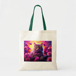 Tote Bag with Cat Illustration Tygkasse