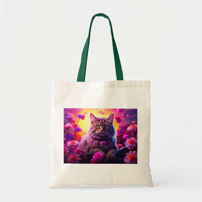 Tote Bag with Cat Illustration Tygkasse (Framsidan)