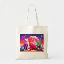 Tote Bag with Cat Illustration Tygkasse