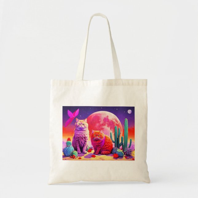 Tote Bag with Cat Illustration Tygkasse (Framsidan)