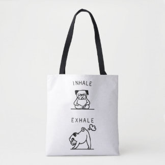 Tote BagPug Breathing Exercise Tygkasse