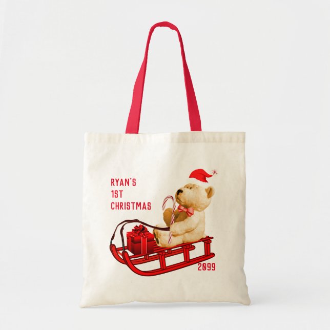 Tote bags 1:a julgranen och Nalle Gift Tygkasse (Framsidan)