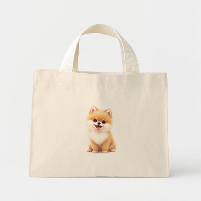 Tote bags (den berömda pomeranska valpen) mini tygkasse (Framsidan)