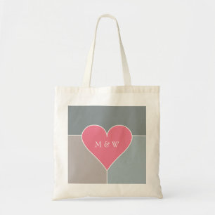 Tote bags för monogram för hjärtamönster tygkasse