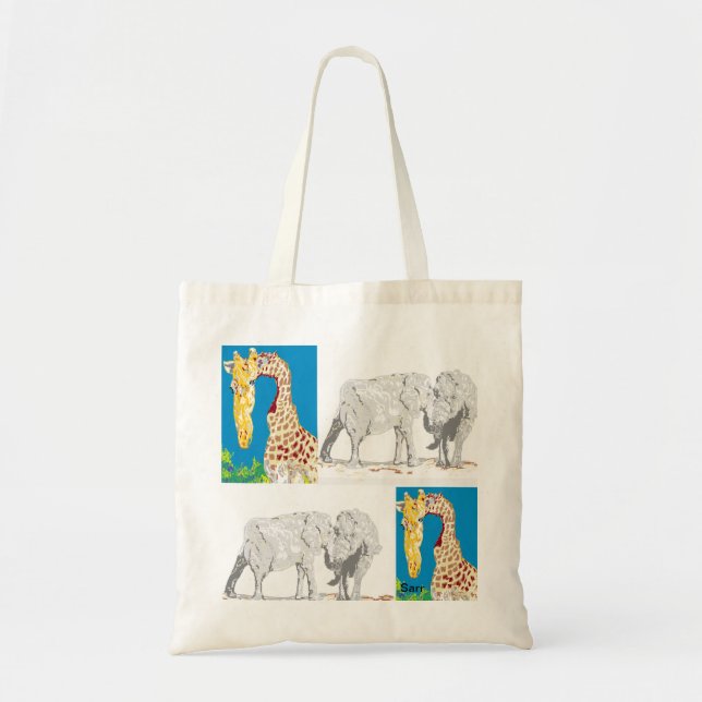 Tote bags/Giraffes och Elephants Tygkasse (Framsidan)