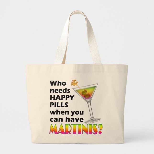 Tote Bags - Martinis vs. Lyckopiller Jumbo Tygkasse (Framsidan)