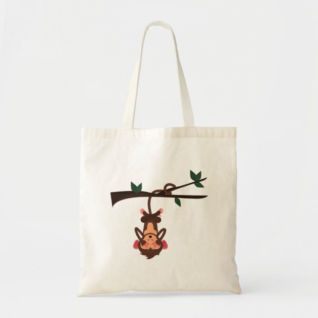 Tote bags med Mönster som håller Träd med apa Tygkasse (Framsidan)