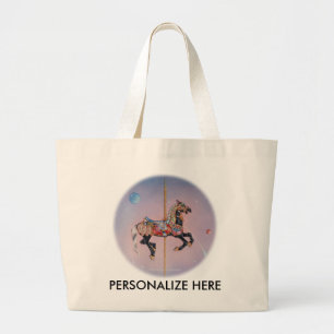 Tote bags - Petaluma Carousel Horse 1 Jumbo Tygkasse