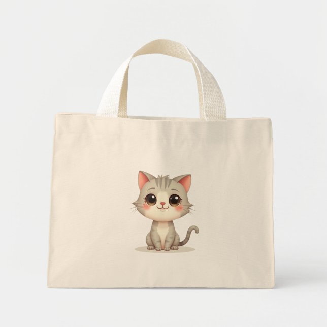 Tote bags (söt katt) mini tygkasse (Framsidan)