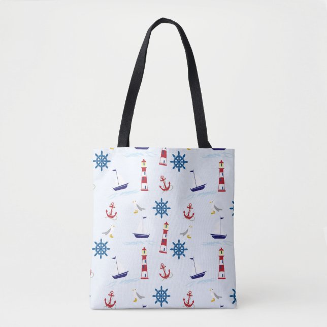 Tote Beach Bag - Nautical Tygkasse (Framsida)