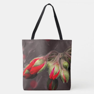 Tote Bloom Red and Mörk Tygkasse