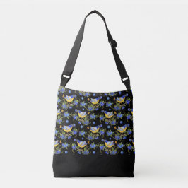 TOTE CROSSBODY BIRD BLUEBERRY WHIMSICAL BLACK AXELVÄSKA