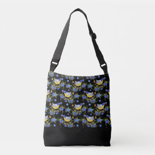 TOTE CROSSBODY BIRD BLUEBERRY WHIMSICAL BLACK AXELVÄSKA