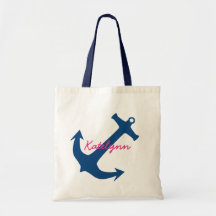 Tote för marinblå marinanchor Monogram Canvas