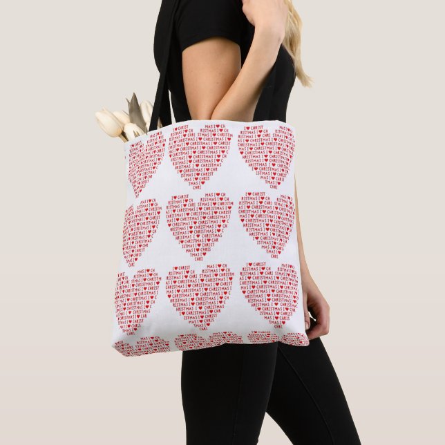Tote I Kärlek jul Red Heart Shopping bag Tygkasse (Närbild)