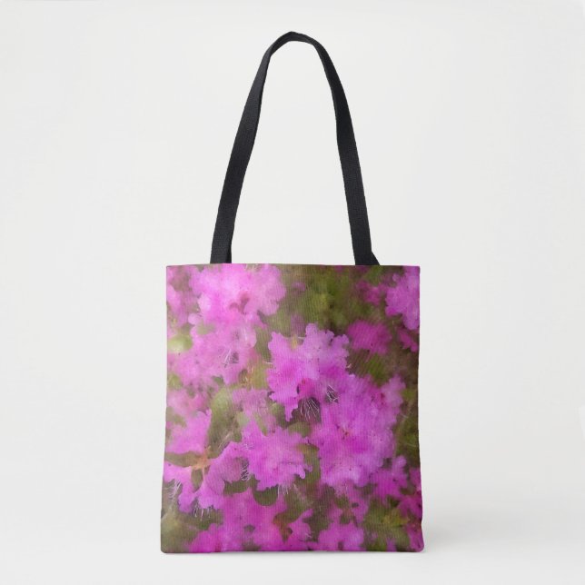 Tote - Lila Watercolor Rhododendrons Tygkasse (Framsida)