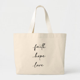 Tote med Faith Hope Love-skriftskrift Jumbo Tygkasse