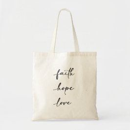 Tote med Faith Hope Love-skriftstypografi Tygkasse
