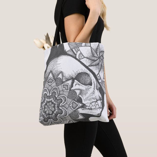 Tote med kattkalle mandala tygkasse (Närbild)