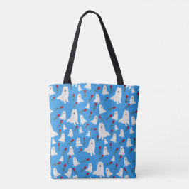 Tote med Samoyeds på Himlar Blue. Tygkasse