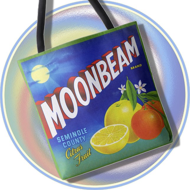 TOTE - Moonbeam - Citrusfrukter - 2-sidig Tygkasse (TOTE BAG (2-sided) featuring an image of a colorful vintage citrus fruit Crate Label)
