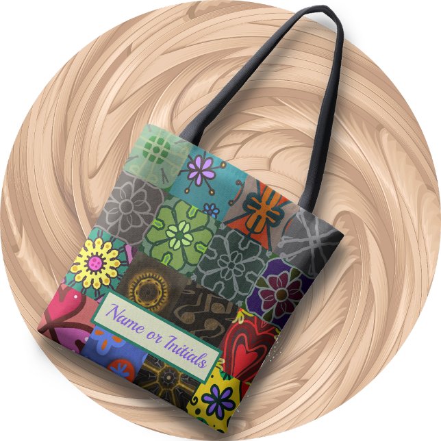 TOTE - Patchwork Mönster 1 - Anpassade Mongram Tygkasse (Skapare uppladdad)