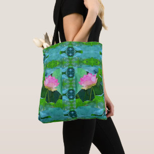 Tote - Rosa Lotus Abstrakt Tygkasse