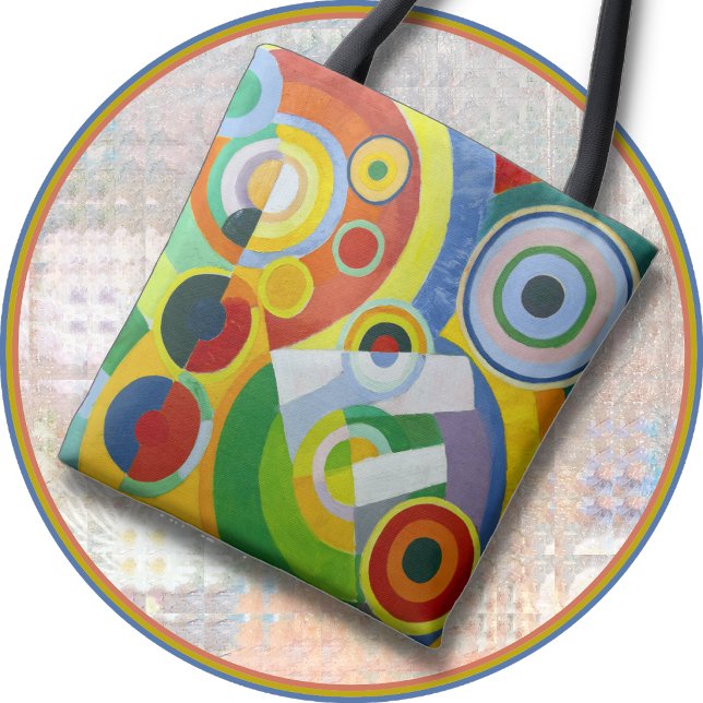 TOTE - "Rythme" - Abstrakt konstbild Tygkasse (An abstract art image adorns this colorful Tote Bag on both sides. Available in three sizes.)