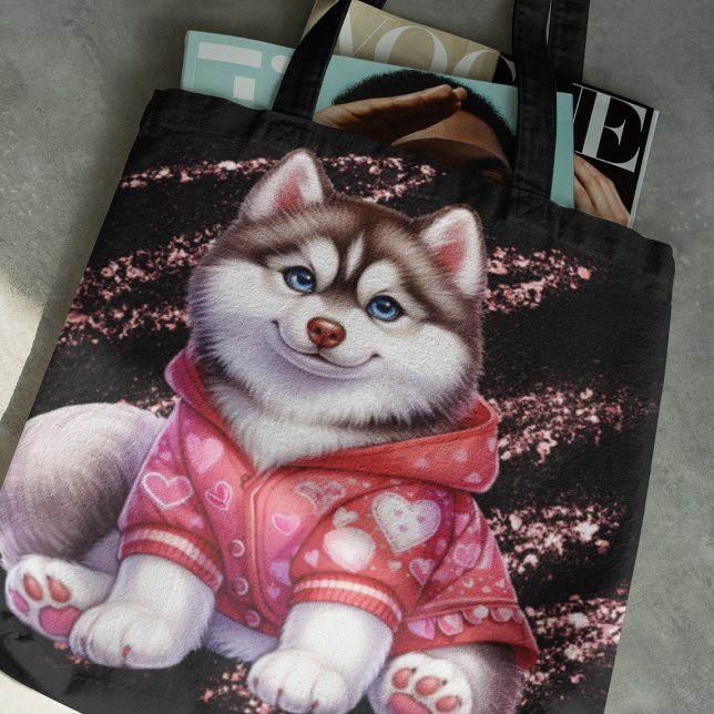 Tote - Svan Waggin Kärlek - Tote Tygkasse ( A perfect accessory for any husky enthusiast or someone special in your life)