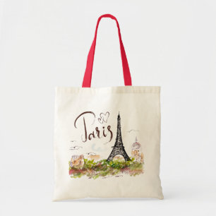 Tote-väskan med en utskrift av Eiffel Torn. Paris. Tygkasse