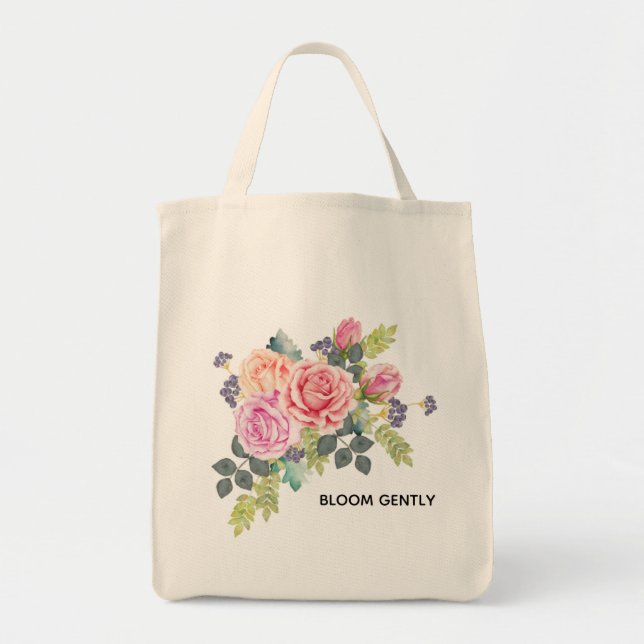 Tote-väskor - Blomma varsamt Tygkasse (Framsidan)
