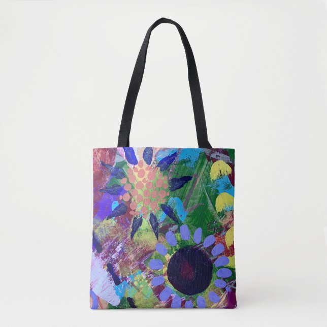 Tote väskor i abstrakt blommig design (Framsida)