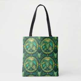 Tote väskor med en livfull grön mandala-design