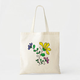 Tote with Whimsical Flower Design Tygkasse