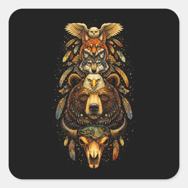 Totem Ascendant Fyrkantigt Klistermärke (Framsida)