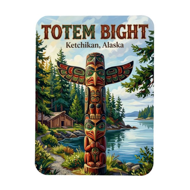 Totem Bight State Historical Park Alaska vykort Magnet (Vertikal)