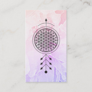 *~* Totem Flower of Life Pastel Blommigt Reiki Yog Visitkort