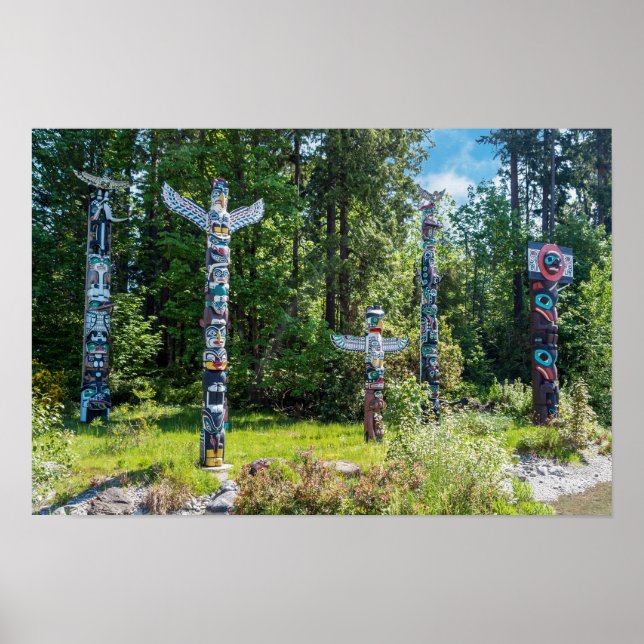 Totem i Stanley Park, Vancouver Kanada Poster (Framsidan)