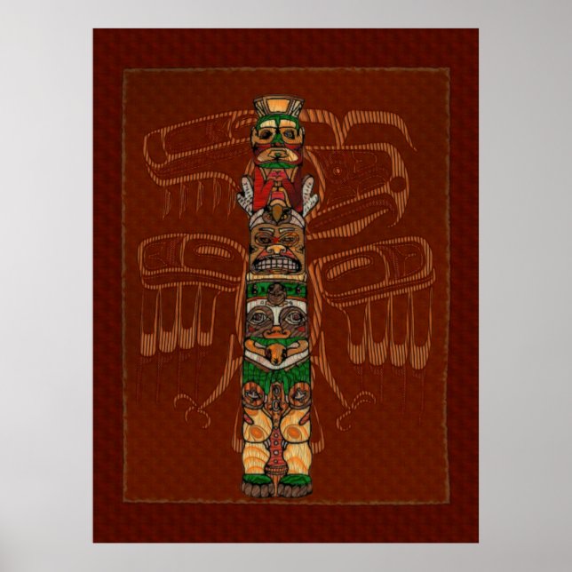 Totem Native American Folk Art Poster (Framsidan)