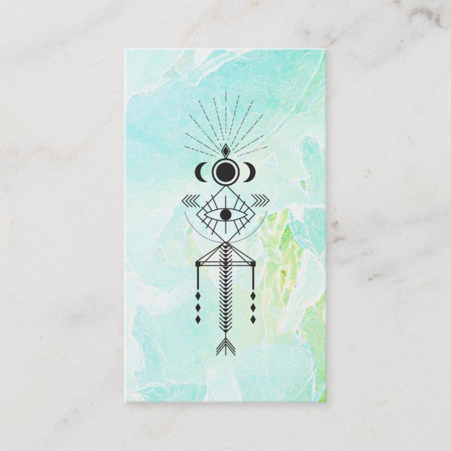 *~* Totem Öga Måne Blommigt Astrology Yoga Reiki Visitkort (Framsida)