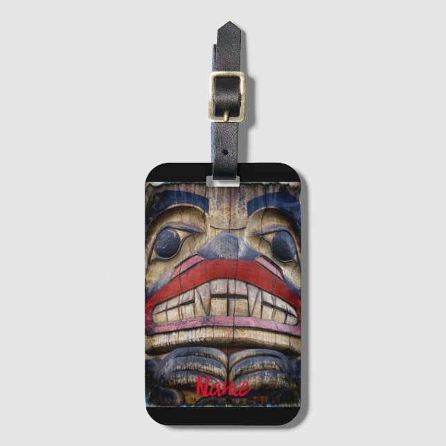 Totem Pole Ansikte Thunder_Cove Bagagebricka (Framsida vertikal)