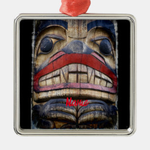 Totem Pole Ansikte Thunder_Cove Julgransprydnad Metall