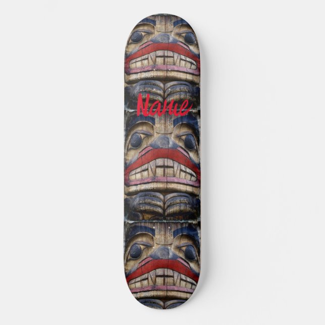 Totem Pole Ansikte Thunder_Cove Mini Skateboard Bräda 18,5 Cm (Framsida)