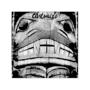 Totem Pole Ansikte Thunder_Cove Självfärgande Stämpel