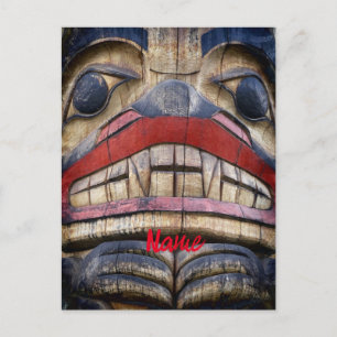 Totem Pole Ansikte Thunder_Cove Vykort