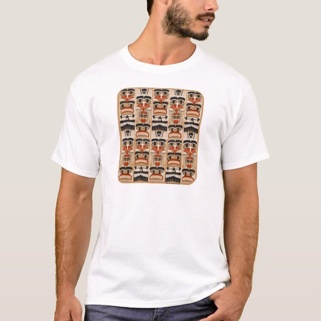 Totem Pole Art Mönster Design Tee Shirt (Framsida)