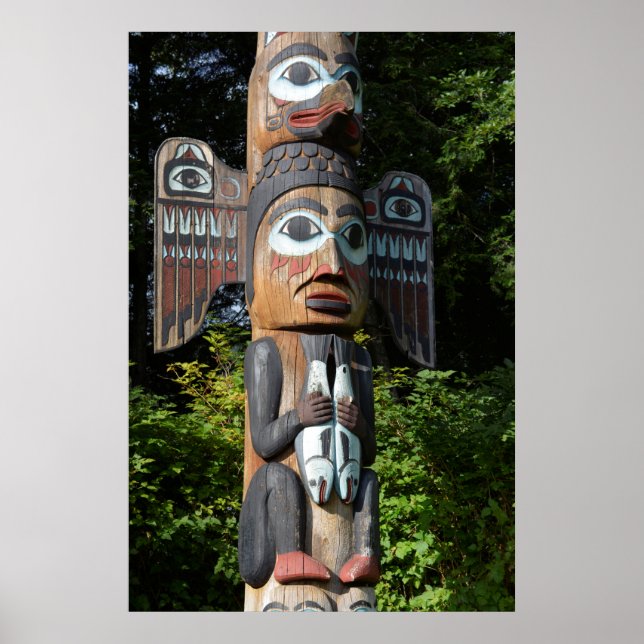 Totem Pole Close Up, Alaska Poster (Framsidan)